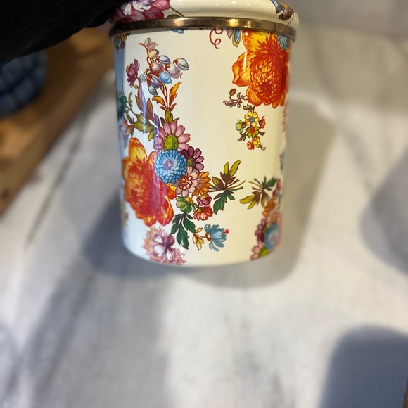 MacKenzie-Childs Floral Canister with Glass Knobs 9” x 5” - Picture 7 of 11